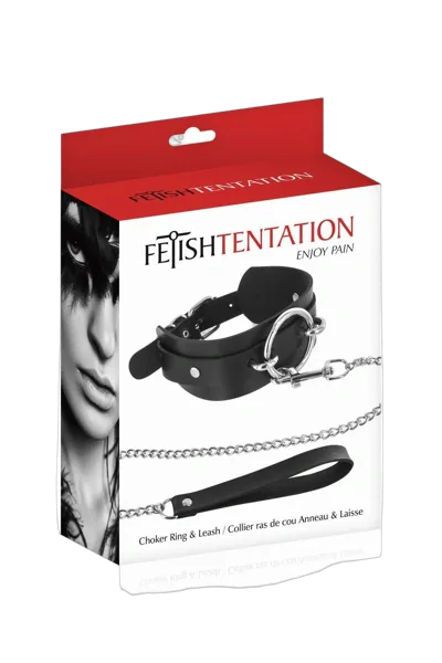 Нашийник великим кільцем та з повідцем Fetish Tentation Ring and Leash