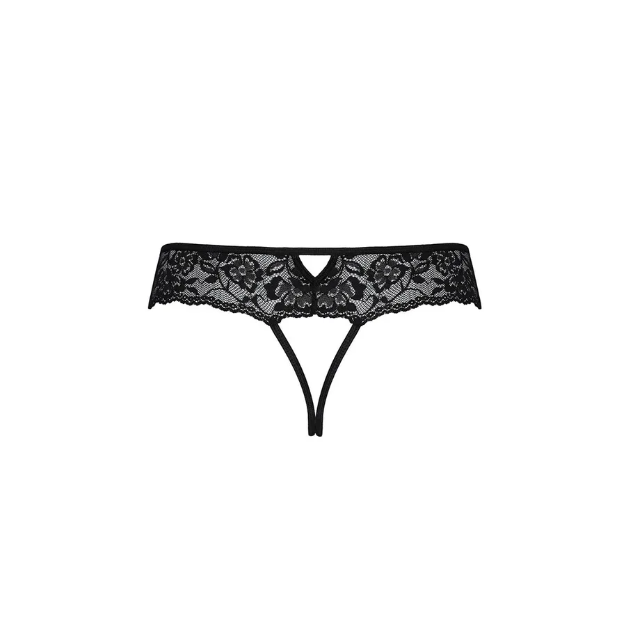 Кружевные стринги с доступом Passion SENIA THONG S/M, black