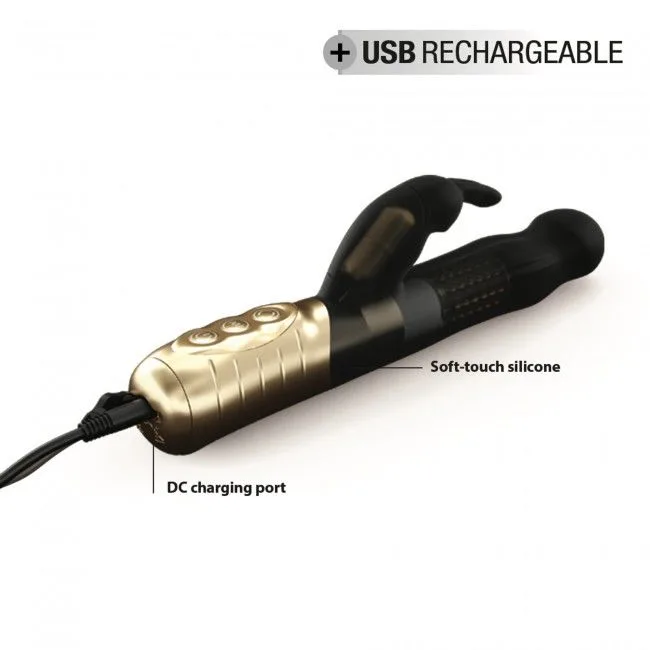 Вібратор-кролик Dorcel Baby Rabbit Gold 2.0 з перлинним масажем і головкою, що обертається 