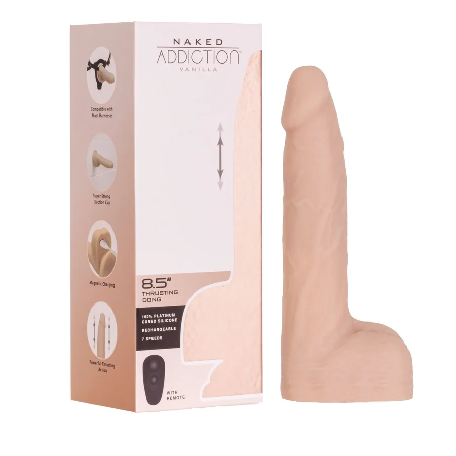 Фалоімітатор із пульсацією Addiction Naked Addiction 8.5” Thruster - Vanilla