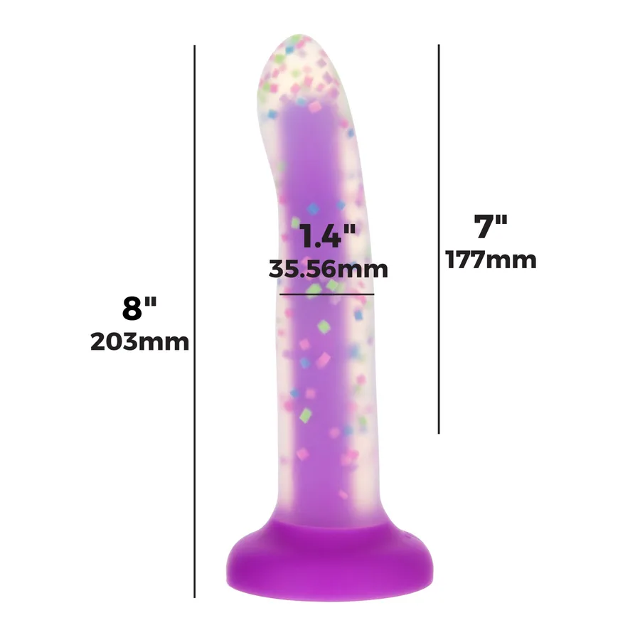 Светящийся в темноте фаллоимитатор ADDICTION Rave 8″ Glow in the Dark Dildo Purple Confetti , 20,3 см