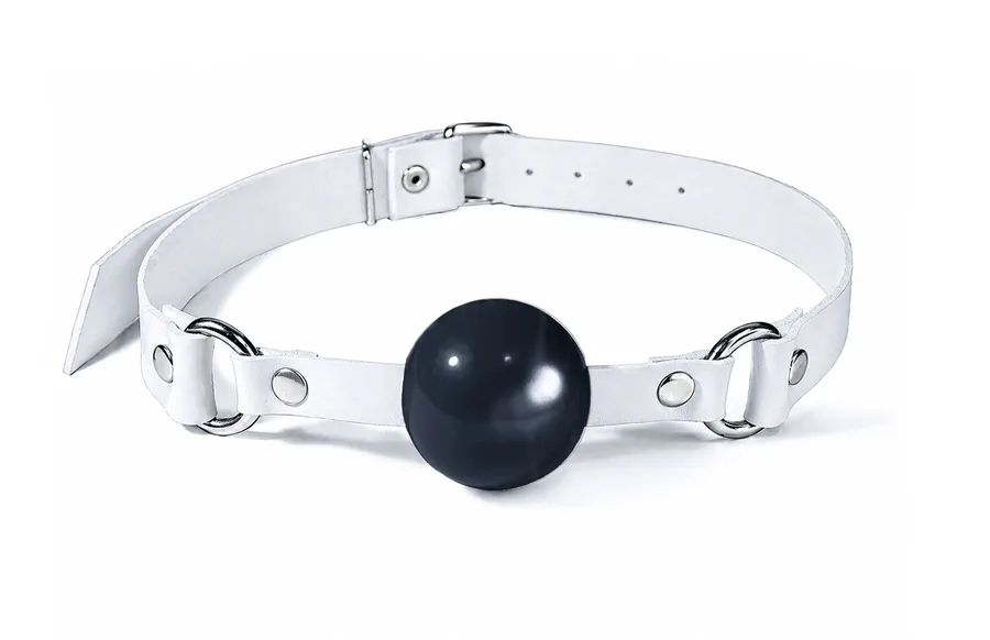 Кляп силіконовий Feral Feelings Silicon Ball Gag White/Black, білий ремінець, чорна кулька