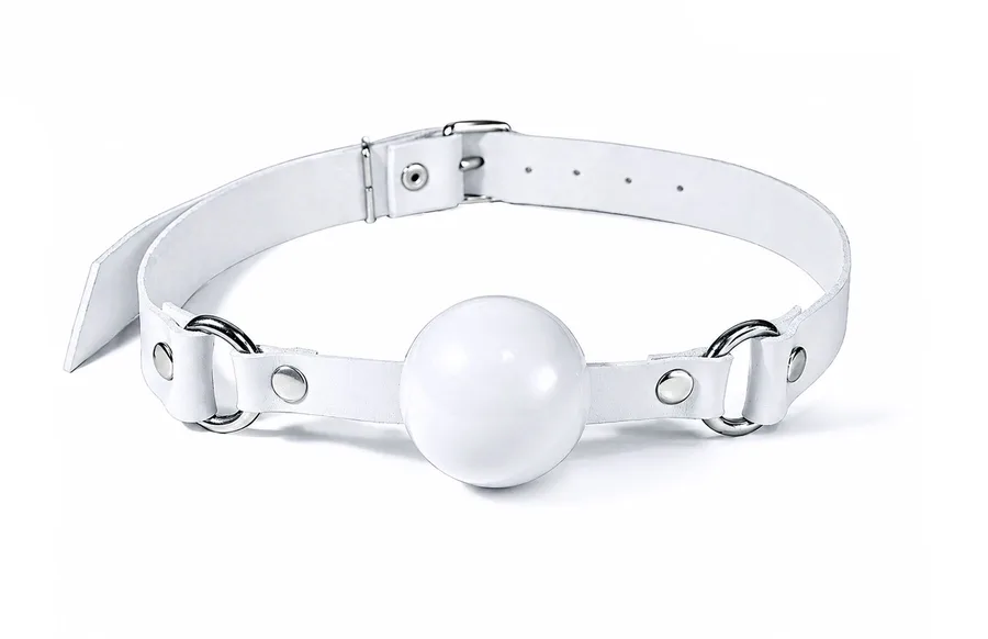 Кляп силіконовий Feral Feelings Silicon Ball Gag White/White, білий ремінець, біла кулька
