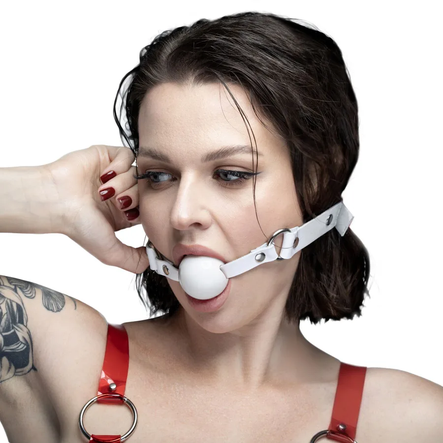 Кляп силіконовий Feral Feelings Silicon Ball Gag White/White, білий ремінець, біла кулька