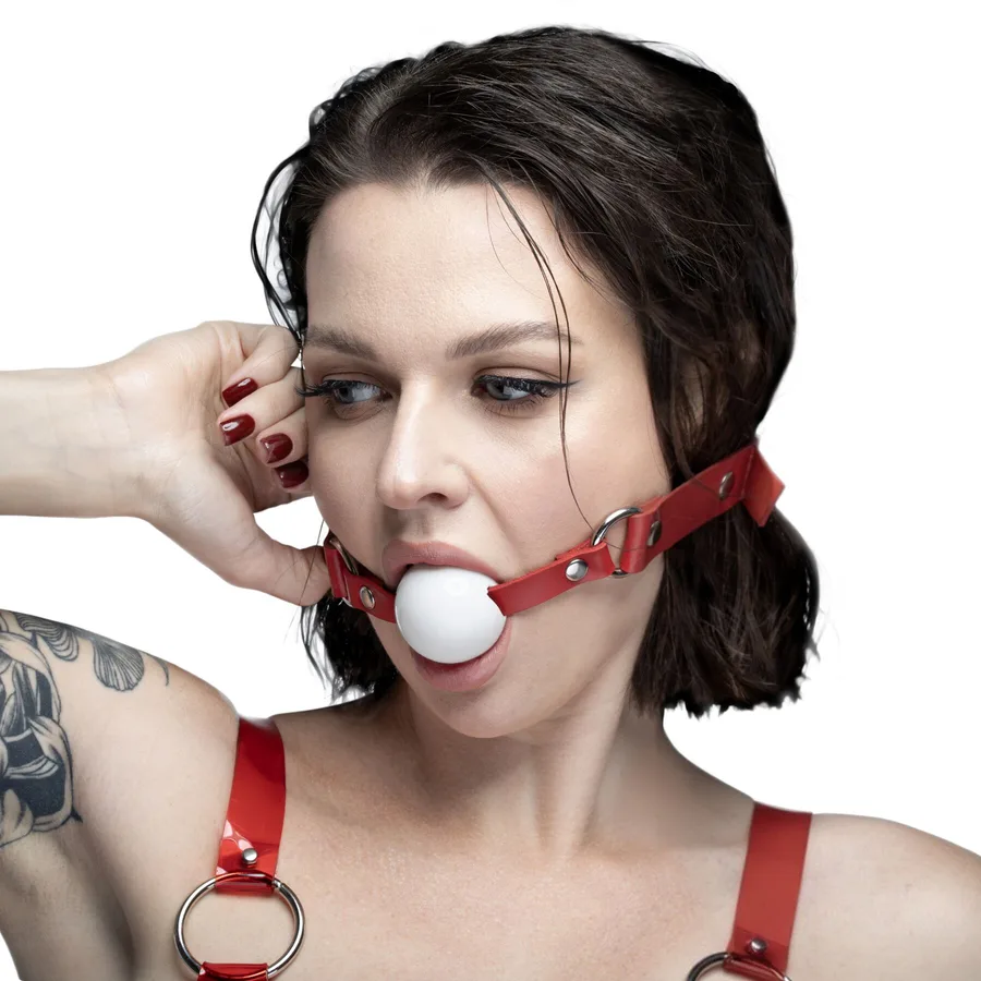 Кляп силіконовий Feral Feelings Silicon Ball Gag Red/White, червоний ремінець, біла кулька