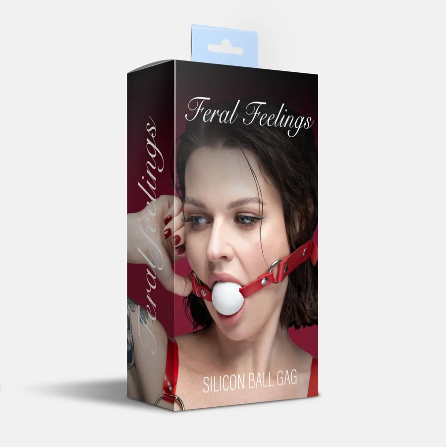 Кляп силіконовий Feral Feelings Silicon Ball Gag Red/White, червоний ремінець, біла кулька