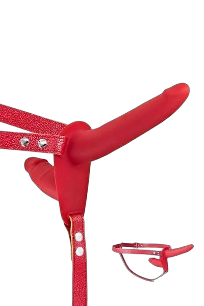Подвійний страпон Fetish Tentation Strap-On with Double Dildo Red