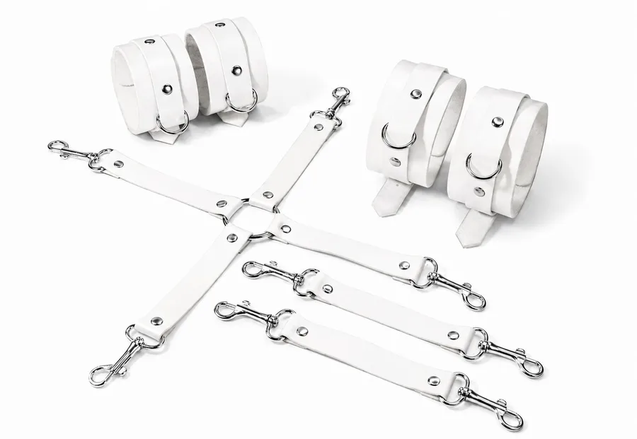 Набор для БДСМ Feral Feelings BDSM Kit 3 White, наручники, поножи, крестовина