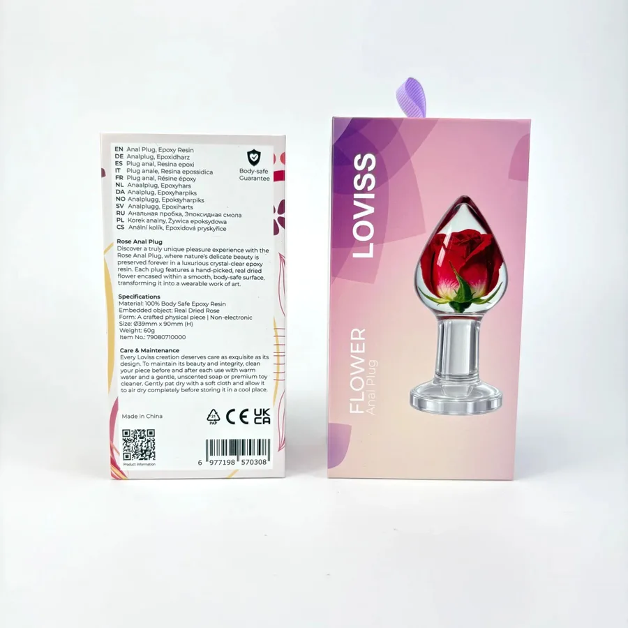 Розкішна анальна пробка Loviss Rose Anal Plug зі справжньою трояндою всередині