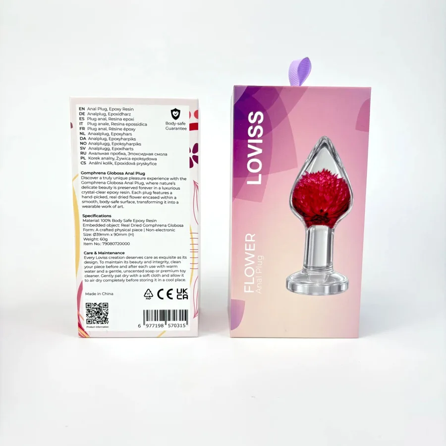 Розкішна анальна пробка Loviss Gomphrena Globosa Anal Plug зі справжнім амарантом усередині