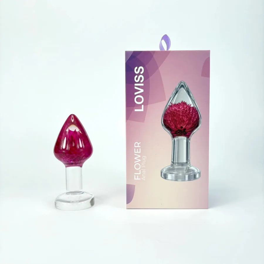 Розкішна анальна пробка Loviss Gomphrena Globosa Anal Plug зі справжнім амарантом усередині