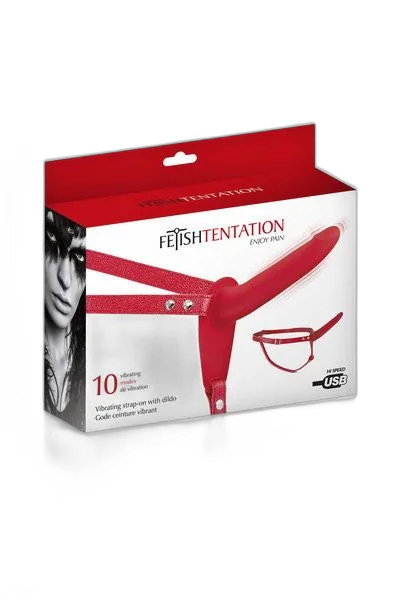 Страпон з вібрацією Fetish Tentation Vibrating Strap-On with Dildo Red