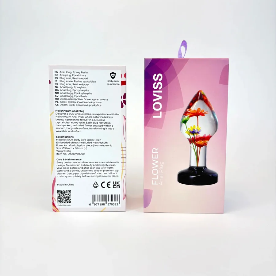 Роскошная анальная пробка Loviss Helichrysum Anal Plug с настоящим бессмертником внутри