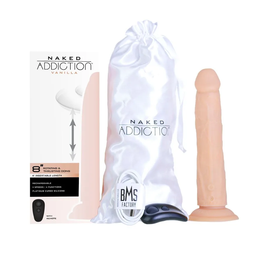 Фаллоимитатор с ротацией и пульсацией Naked ADDICTION 8″ Rotating & Thrusting Dong - Vanilla
