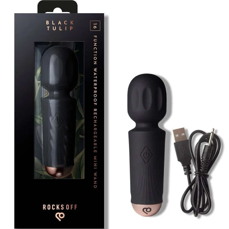 Вібромасажер Rocks Off Mini Wand Black Tulip, 16 режимів