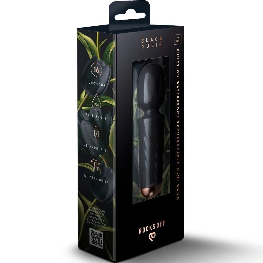Вібромасажер Rocks Off Mini Wand Black Tulip, 16 режимів