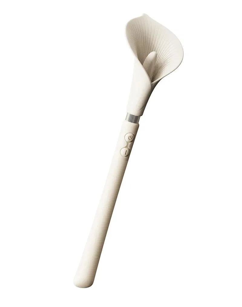Роскошный вибромассажер Zalo – Calla Ivory White, двусторонний, 2 мотора