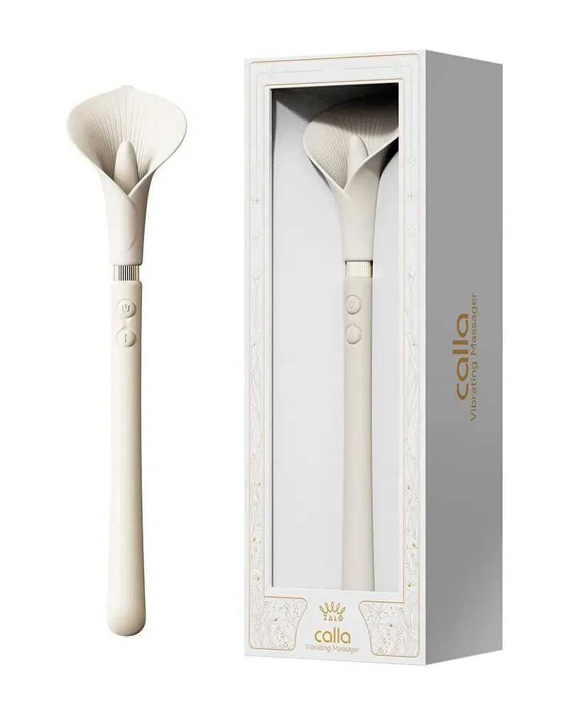 Роскошный вибромассажер Zalo – Calla Ivory White, двусторонний, 2 мотора