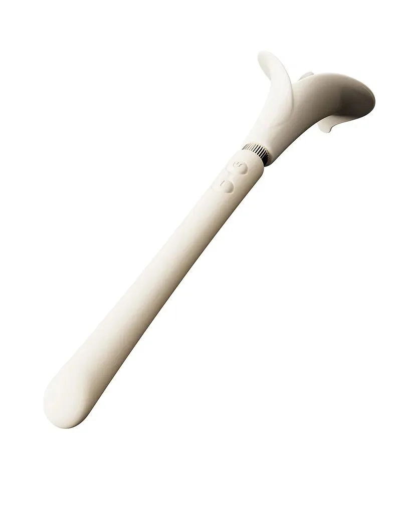 Роскошный вибромассажер Zalo – Calla Ivory White, двусторонний, 2 мотора