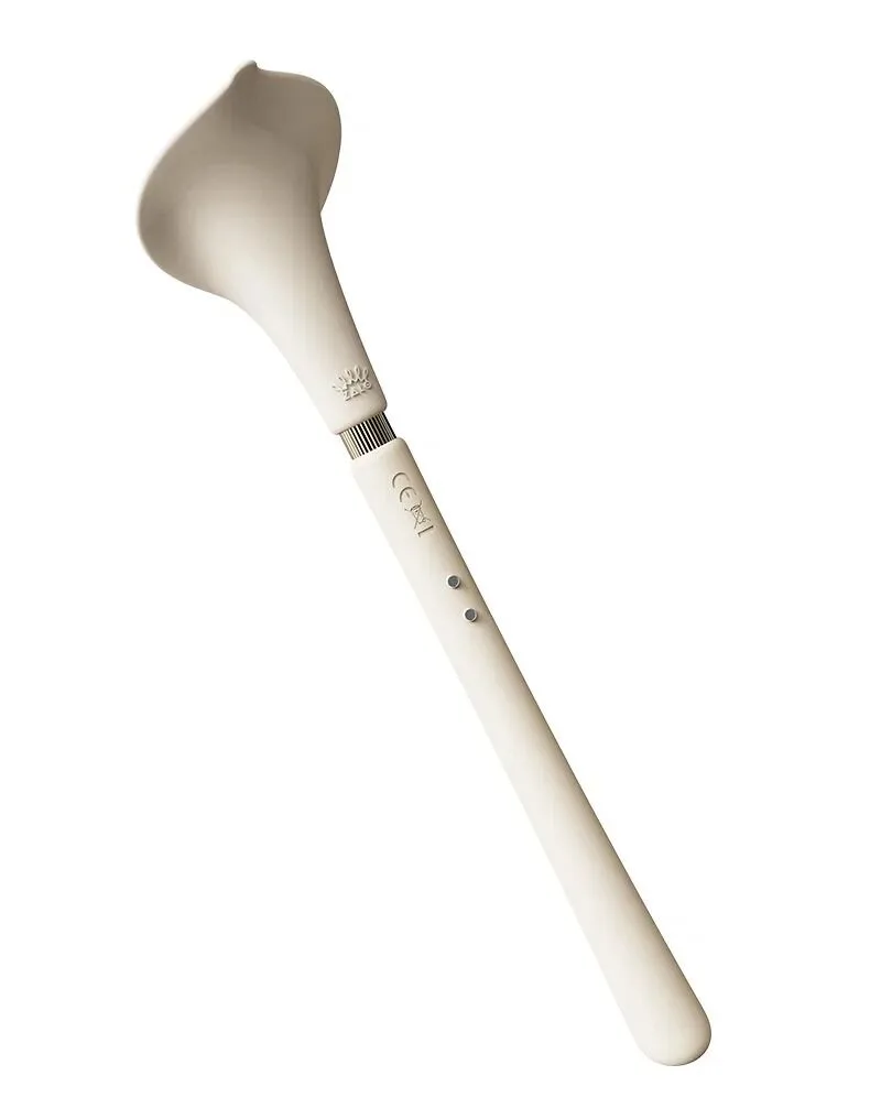 Роскошный вибромассажер Zalo – Calla Ivory White, двусторонний, 2 мотора