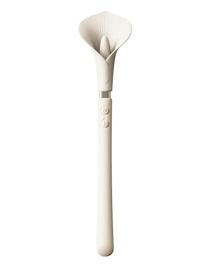 Роскошный вибромассажер Zalo – Calla Ivory White, двусторонний, 2 мотора