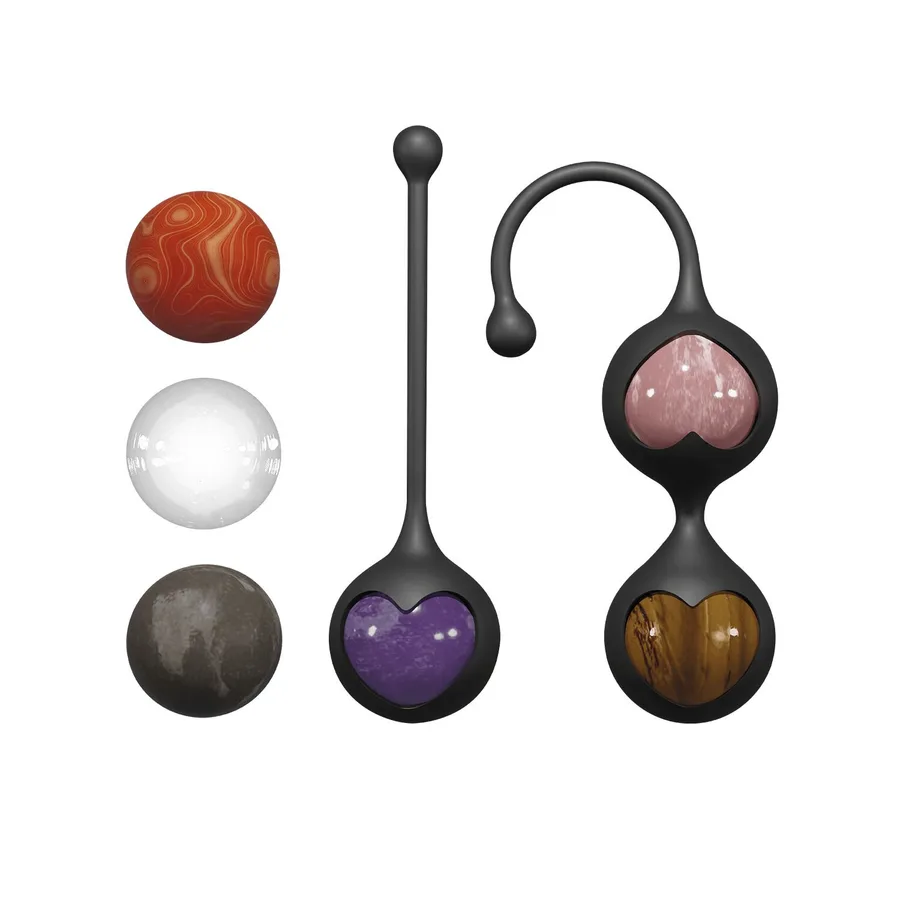Вагінальні кульки Adrien Lastic Harmony Stones, напівдорогоцінне каміння, діаметр 3 см, 2 тримачі