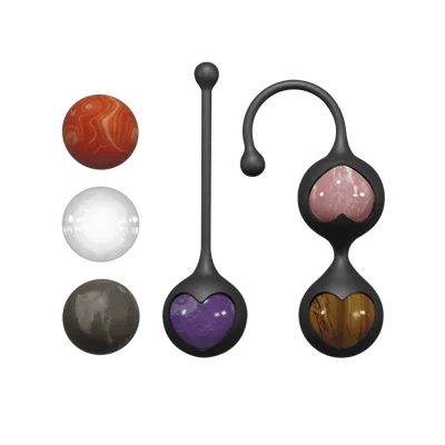 Вагінальні кульки Adrien Lastic Harmony Stones, напівдорогоцінне каміння, діаметр 3 см, 2 тримачі