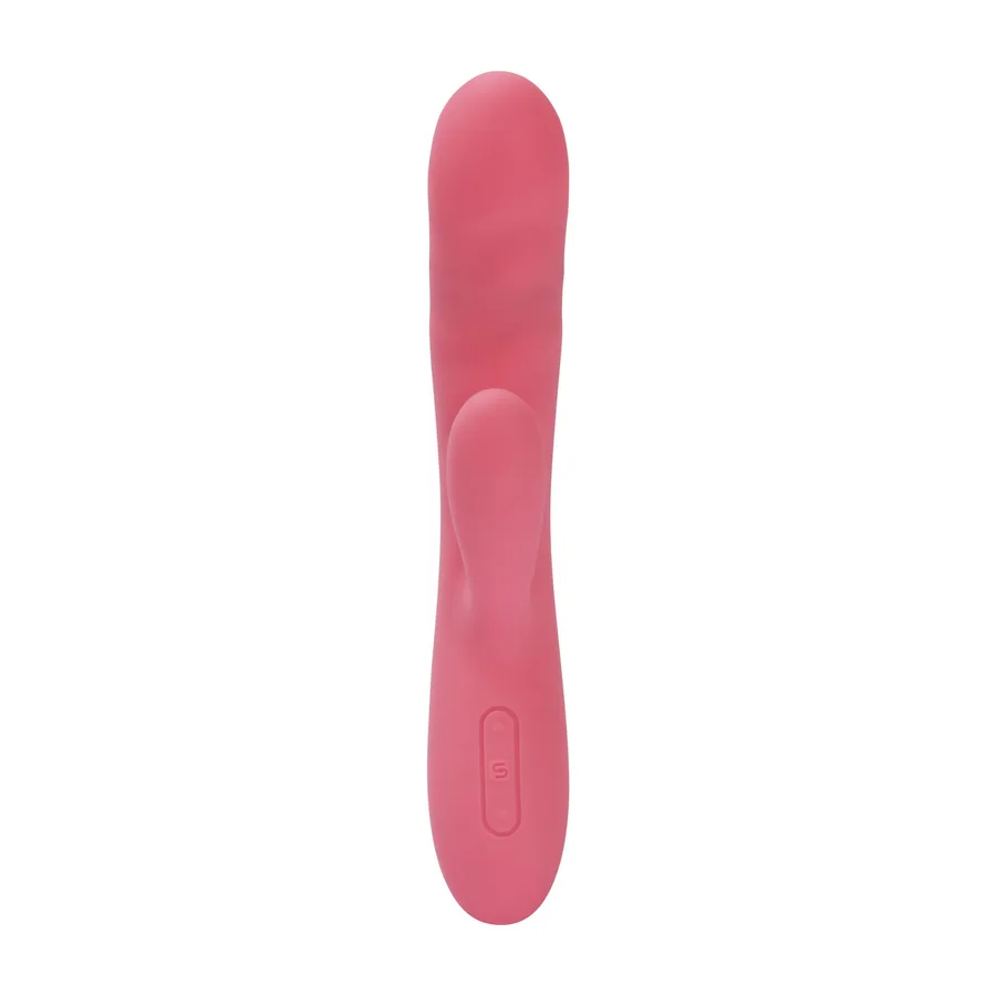 Вибратор-кролик Svakom Avery Strawberry Pink с двигающимся стволом, движение вперед-назад