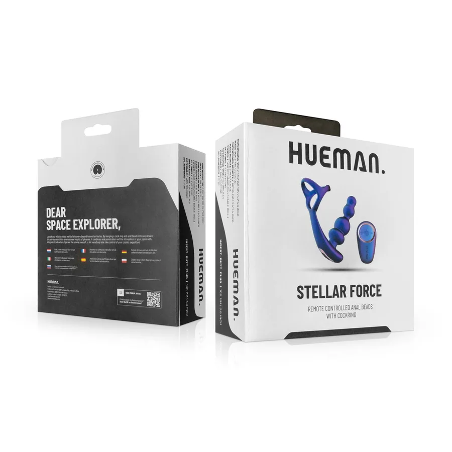 Анальний вібратор з ерекційним кільцем Hueman - Stellar Force Anal Beads with Cockring