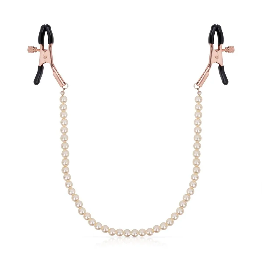 Затискачі для сосків з перлинним ланцюжком Rosy Gold - Nipple Clamps Pearls