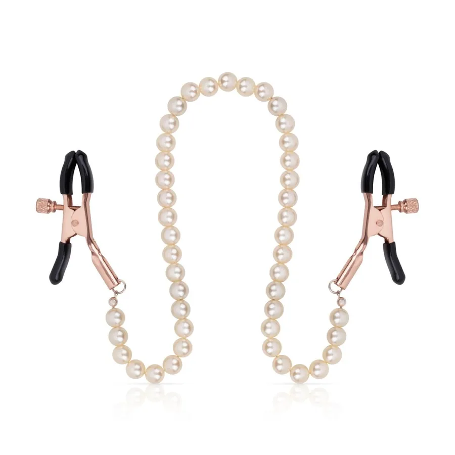 Затискачі для сосків з перлинним ланцюжком Rosy Gold - Nipple Clamps Pearls