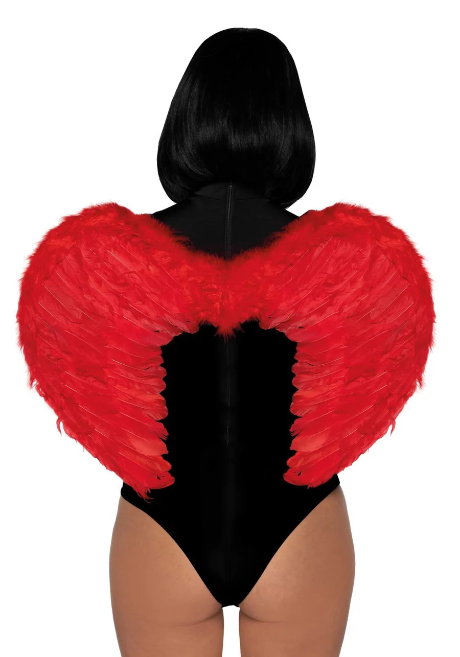 Крила дияволиці Leg Avenue devil wings Red, справжнє пір’я