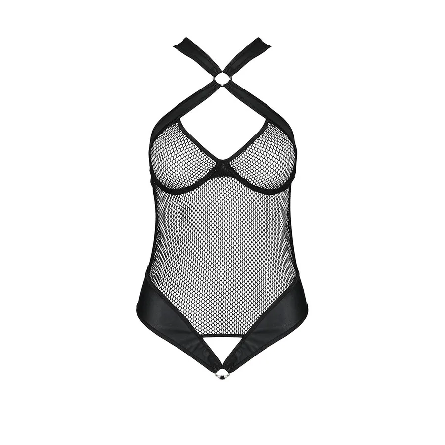 Сетчатый боди с халтером Passion Amanda Body L/XL, black