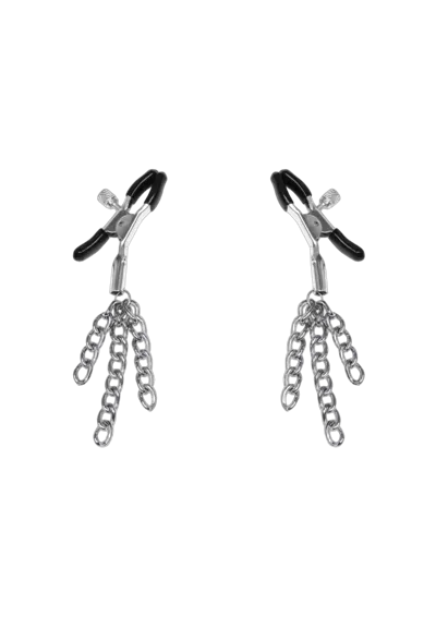 Затискачі для сосків з пензликами Feral Feelings - Nipple clamps Tassels, срібло/чорний
