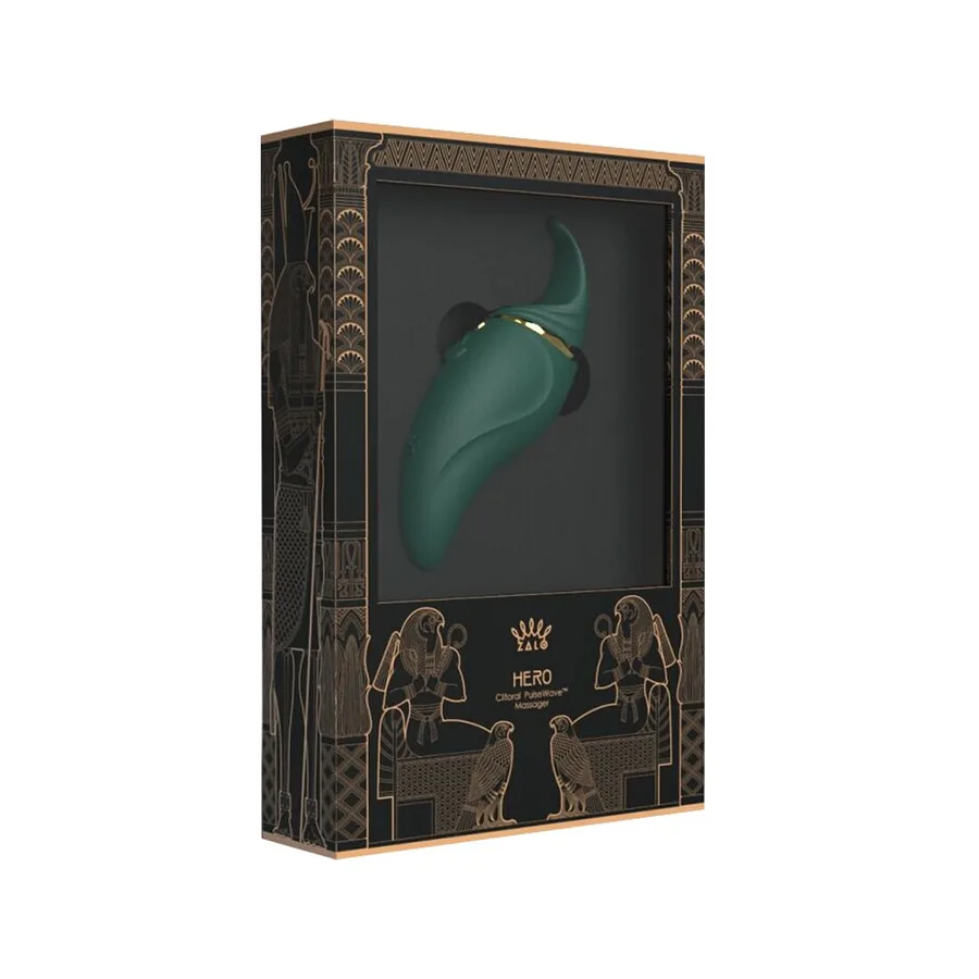 Вибратор 2в1 с язычком Zalo — Hero Jewel Green, кристалл Swarovski