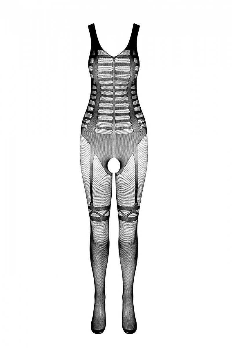 Сетчатый телесный бодистокинг-боди с симметричным рисунком Casmir CA005