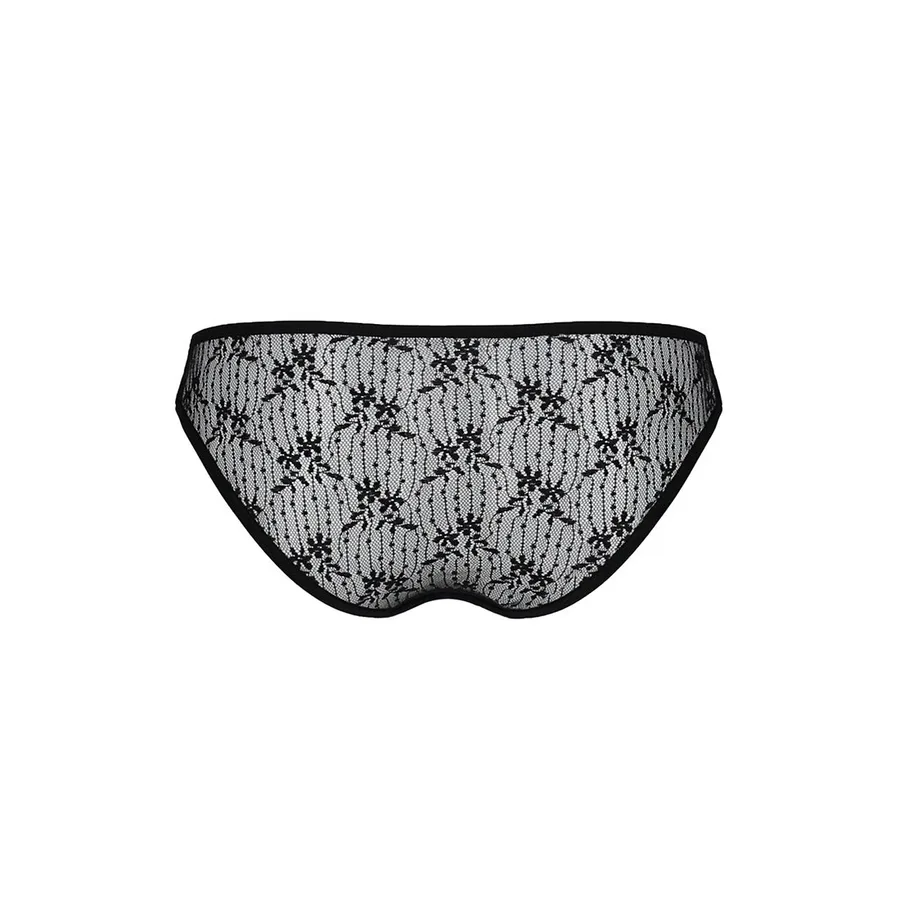 Трусики-слипы с кружевной сеточкой Passion DINA THONG L/XL, black