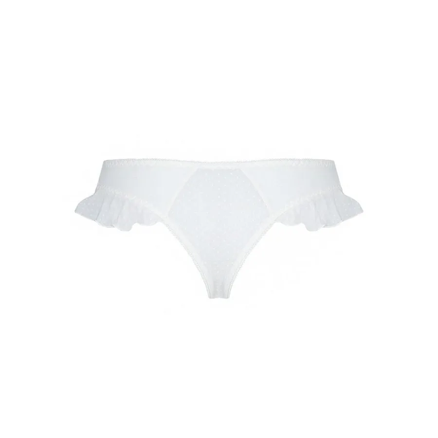 Трусики в горошек, с рюшами и шнуровкой Passion FATIN THONG L/XL, white
