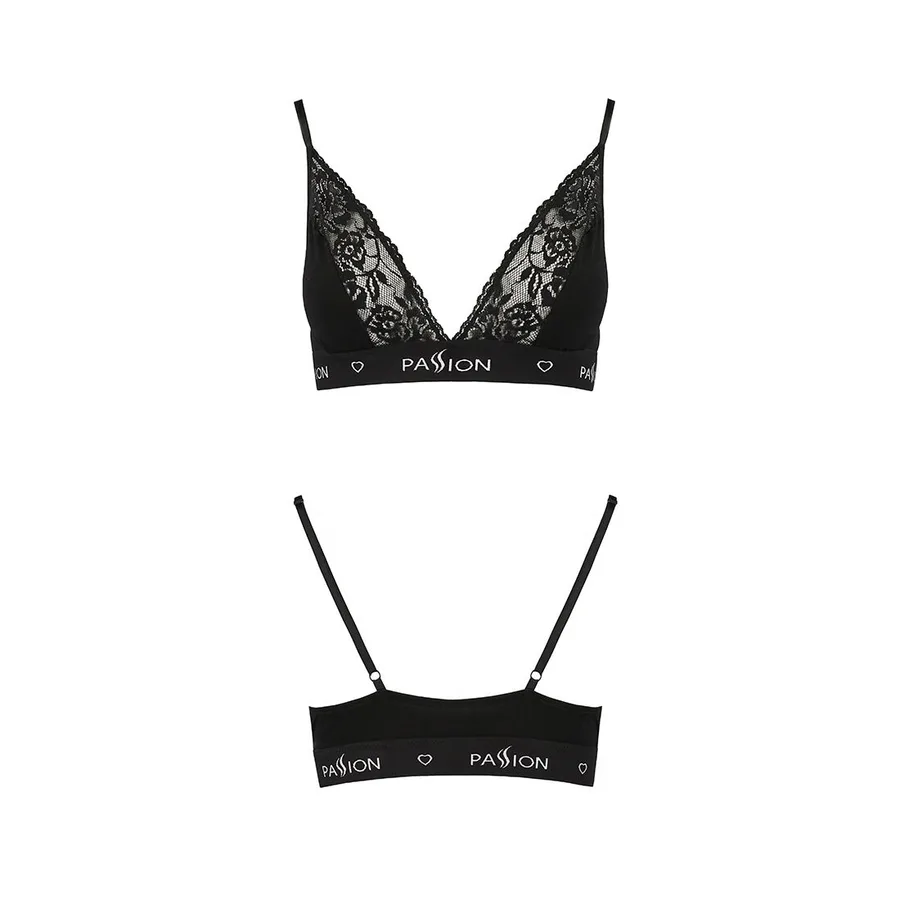 Еластичний топ з мереживом Passion PS001 TOP S, black
