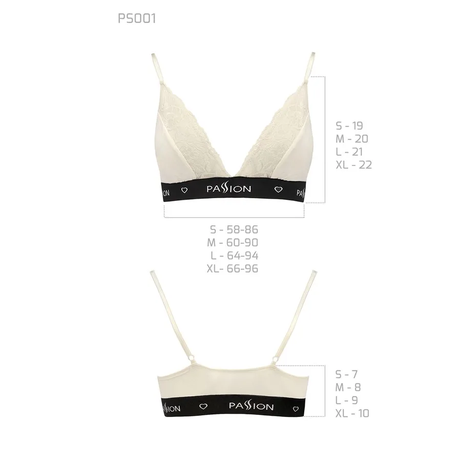 Еластичний топ з мереживом Passion PS001 TOP XL, ecru
