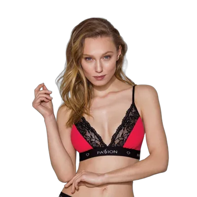 Еластичний топ з мереживом Passion PS001 TOP XL, red-black