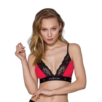 Еластичний топ з мереживом Passion PS001 TOP M, red-black