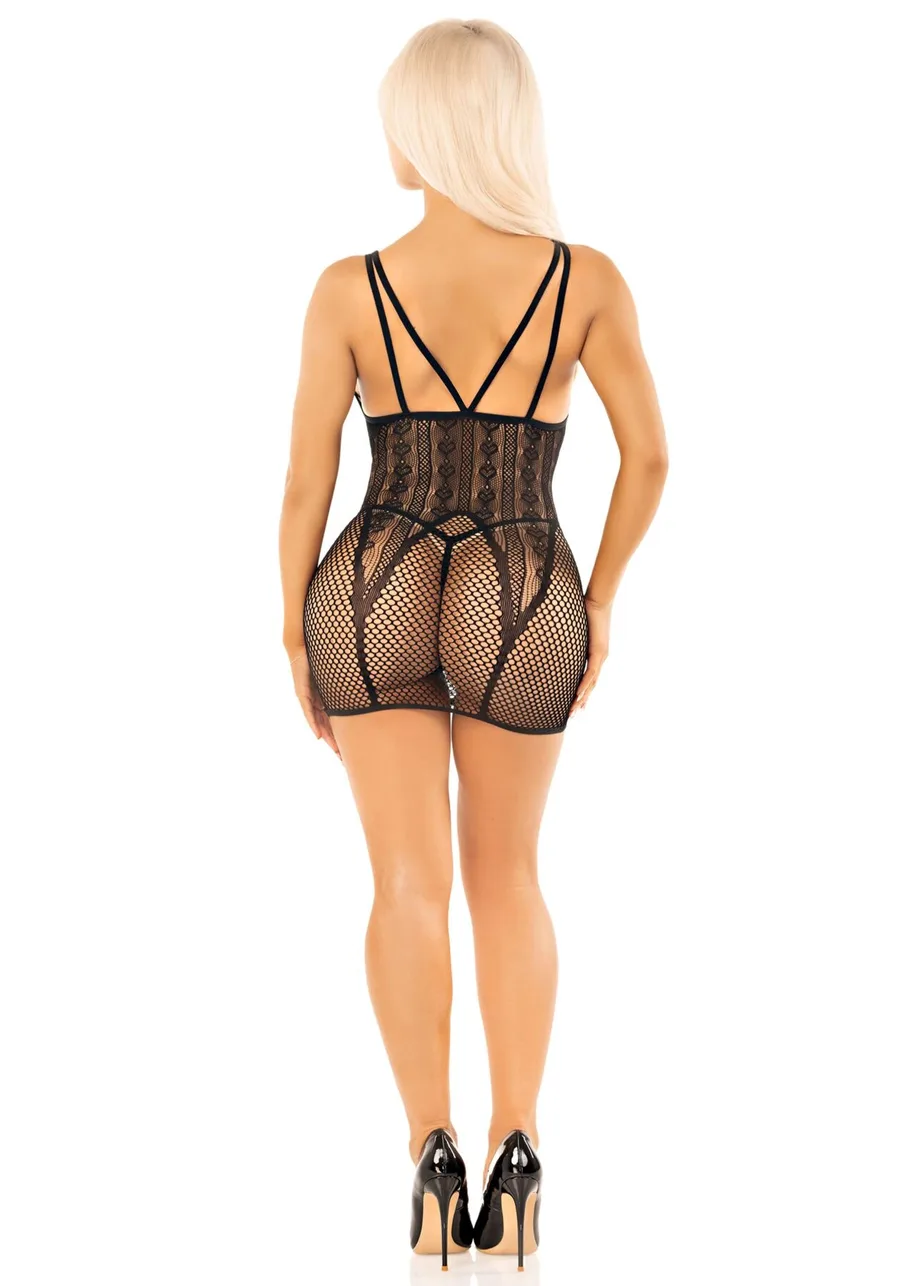 Бодистокинг Leg Avenue Heart Net Mini Dress One Size Black
