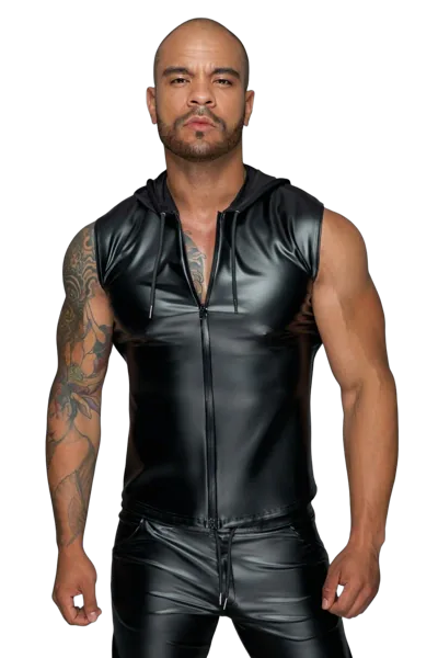Чоловіча безрукавка з капюшоном Noir Handmade H062 Hooded Shirt, S, мокрий ефект