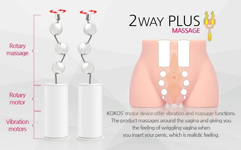 Мастурбатор-полуторс Kokos Cherry 2WayPlus с вибрацией и массажем, два входа: вагина и попка