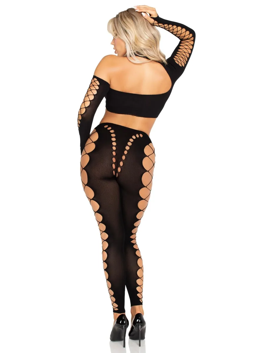 Комплект Leg Avenue Seamless Cut-Out Crop Top and Legging One Size Black