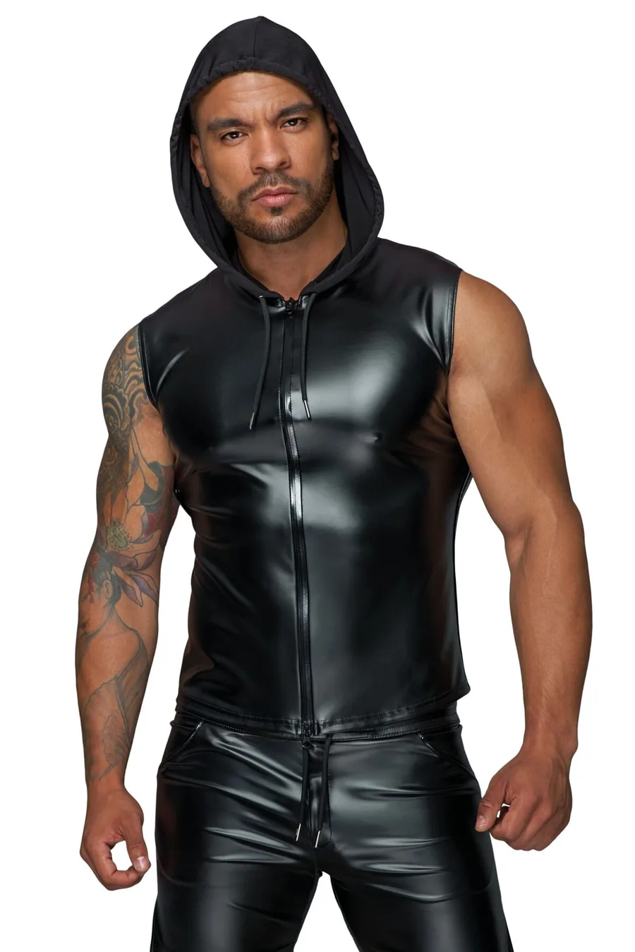 Мужская безрукавка с капюшоном Noir Handmade H062 Hooded Shirt, XXL, мокрый эффект