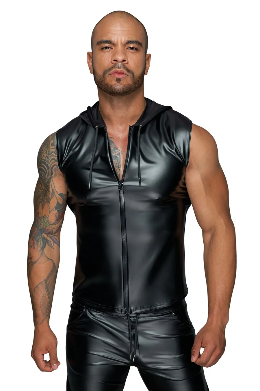 Мужская безрукавка с капюшоном Noir Handmade H062 Hooded Shirt, XXL, мокрый эффект