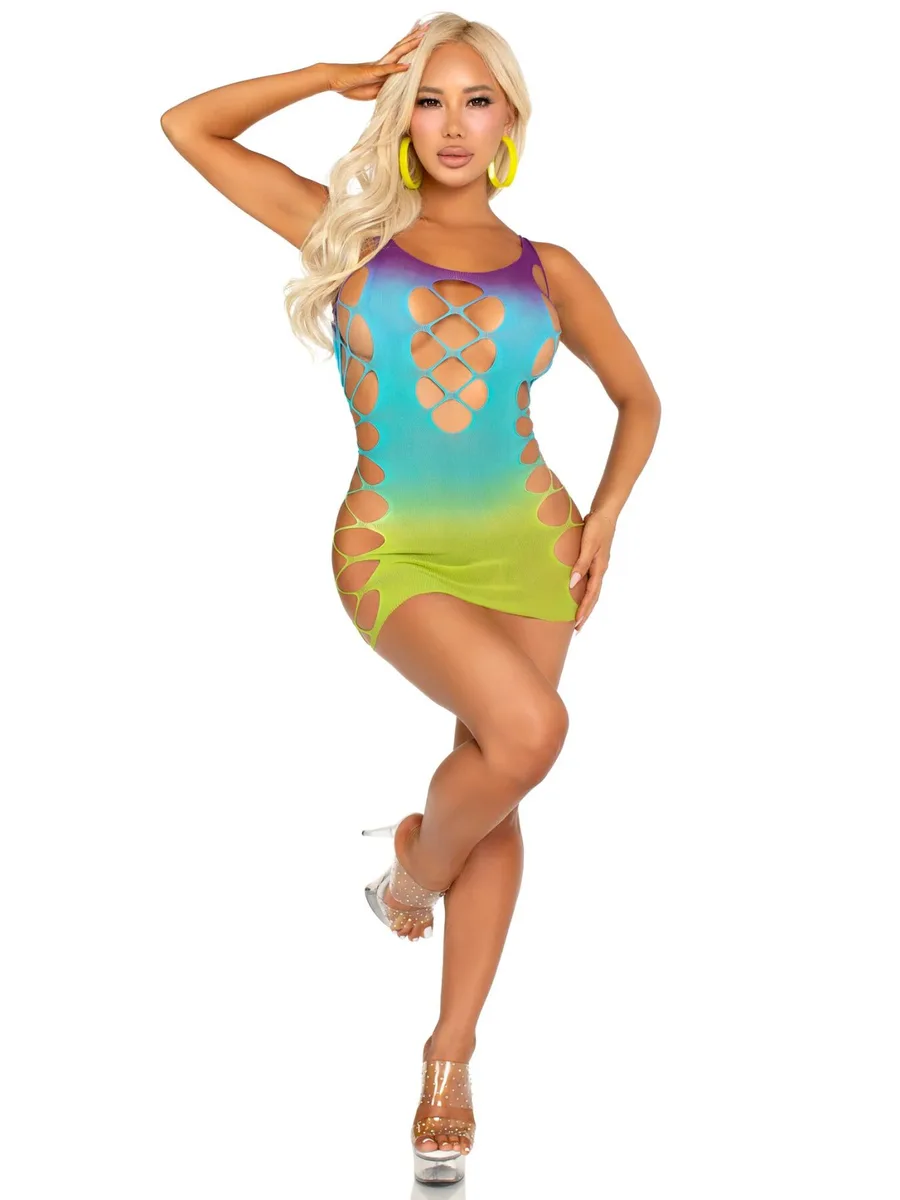 Платье Leg Avenue Seamless Ombre Faux Lace Up Mini Dress One Size Ocean