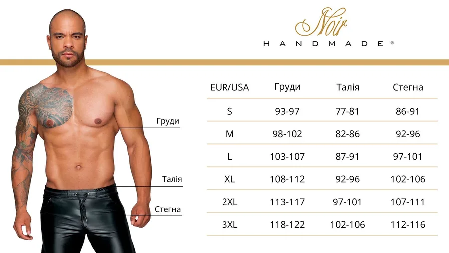 Чоловічі трегінси Noir Handmade H063 Powerwetlook treggings, S, мокрий ефект